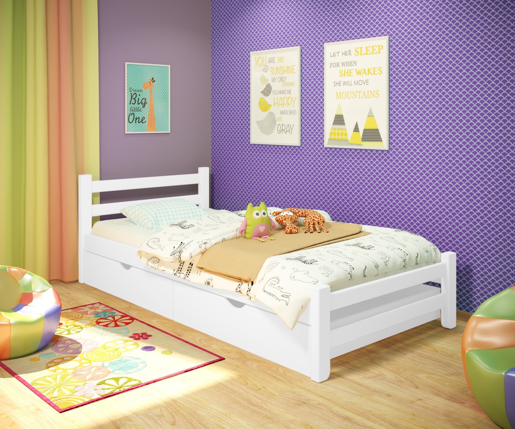Кровать односпальная RainbowDream Томас 80х200 см белый массив ольхи, с ящиками
Кровать односпальная RainbowDream Томас 80х200 см белый массив ольхи, с ящиками