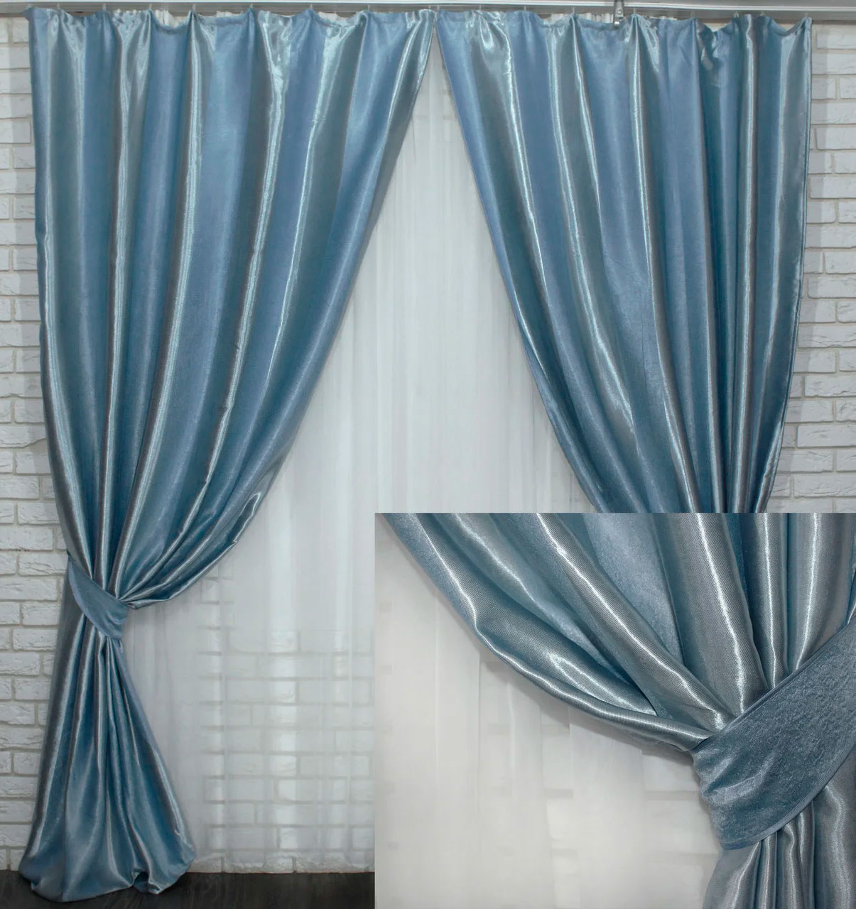 Комплект готовых штор VR-Textil блэкаут Софт полоса голубой 2 шт 2,75×1,45 м (2192)
Комплект готовых штор VR-Textil блэкаут Софт полоса голубой 2 шт 2,75×1,45 м (2192)