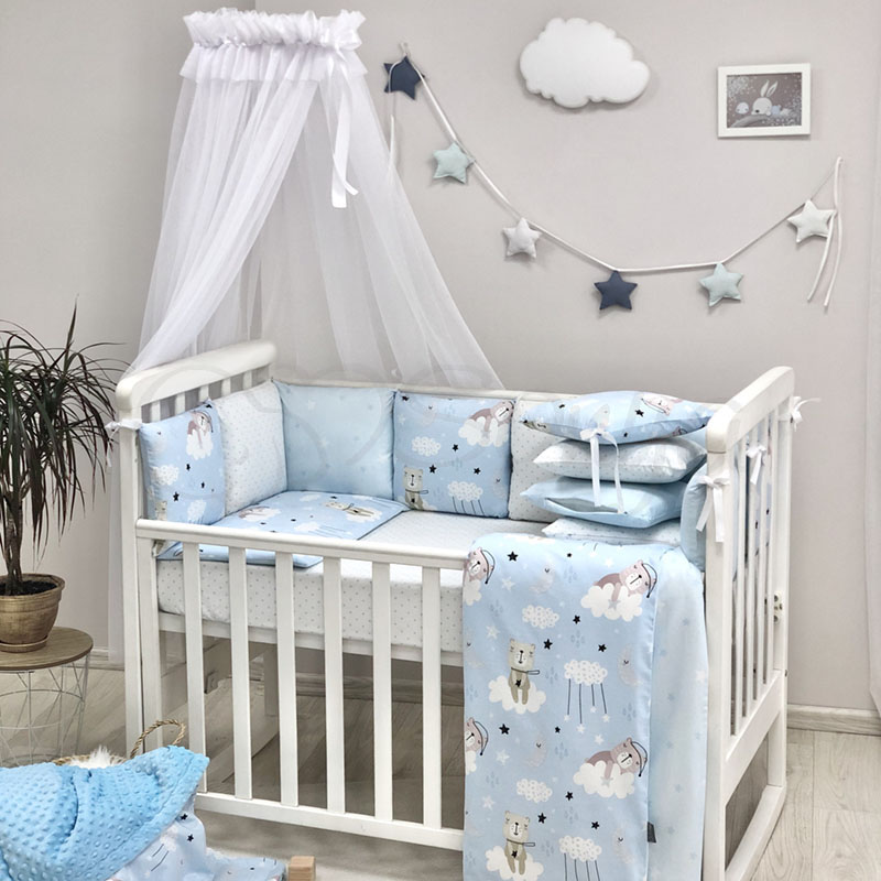 Комплект в кроватку Маленькая соня Baby Коты в облаках поплин стандарт/овал с бортиками 6 предметов детский голубой арт.0220397
Комплект в кроватку Маленькая соня Baby Коты в облаках поплин стандарт/овал с бортиками 6 предметов детский голубой арт.0220397