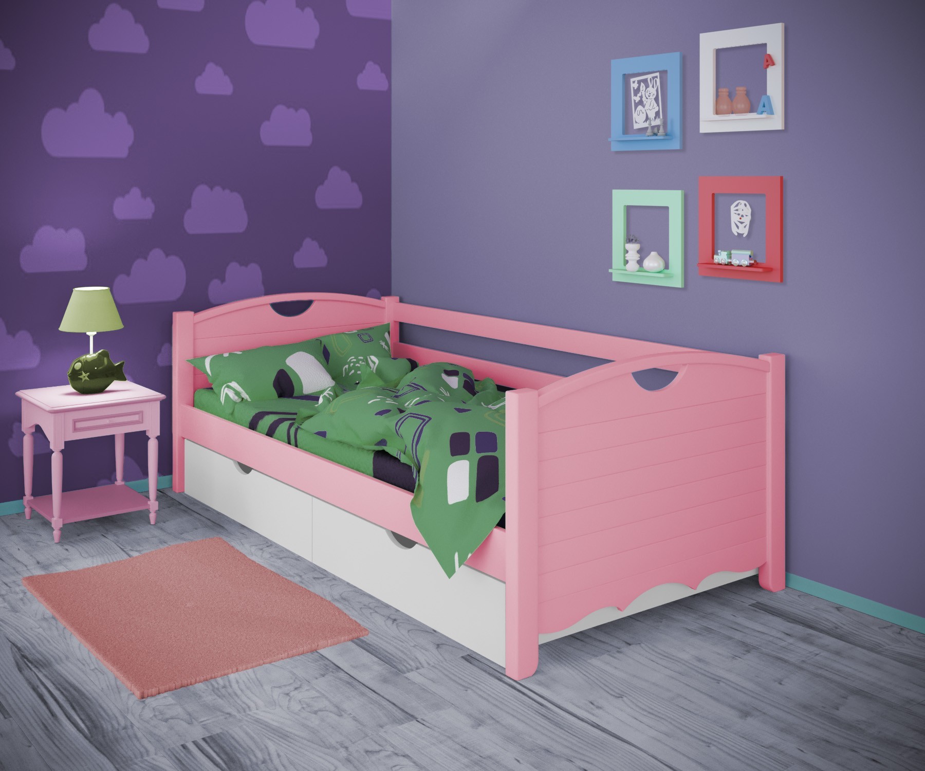 Кровать односпальная тахта RainbowDream Дженни 80х200 см розовый массив ольхи, с ящиками
Кровать односпальная тахта RainbowDream Дженни 80х200 см розовый массив ольхи, с ящиками