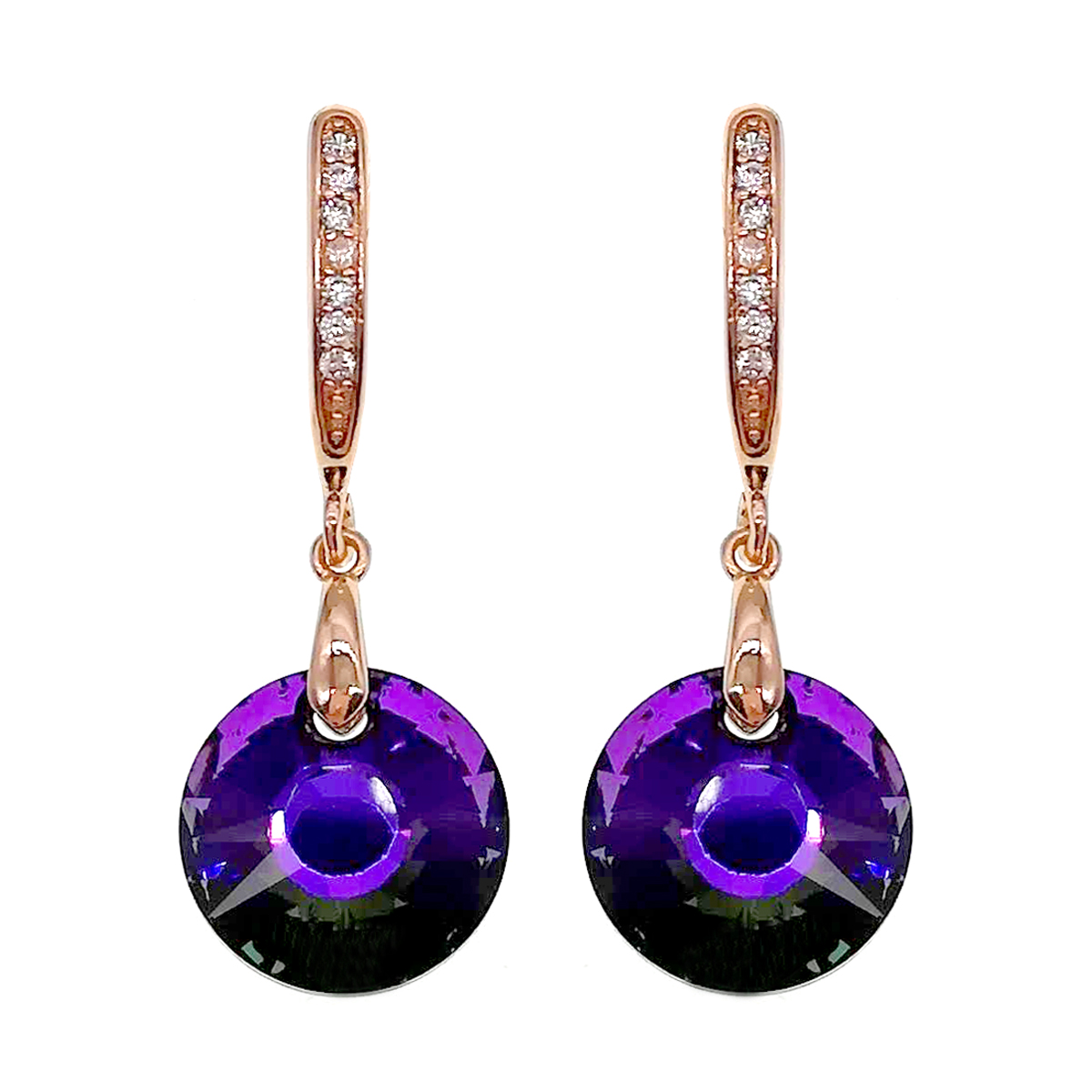 Серьги Xuping из медицинского золота, кристаллы Swarovski фиолетово-пурпурного цвета и белые фианиты, позолота 18K, 24476
Серьги Xuping из медицинского золота, кристаллы Swarovski фиолетово-пурпурного цвета и белые фианиты, позолота 18K, 24476