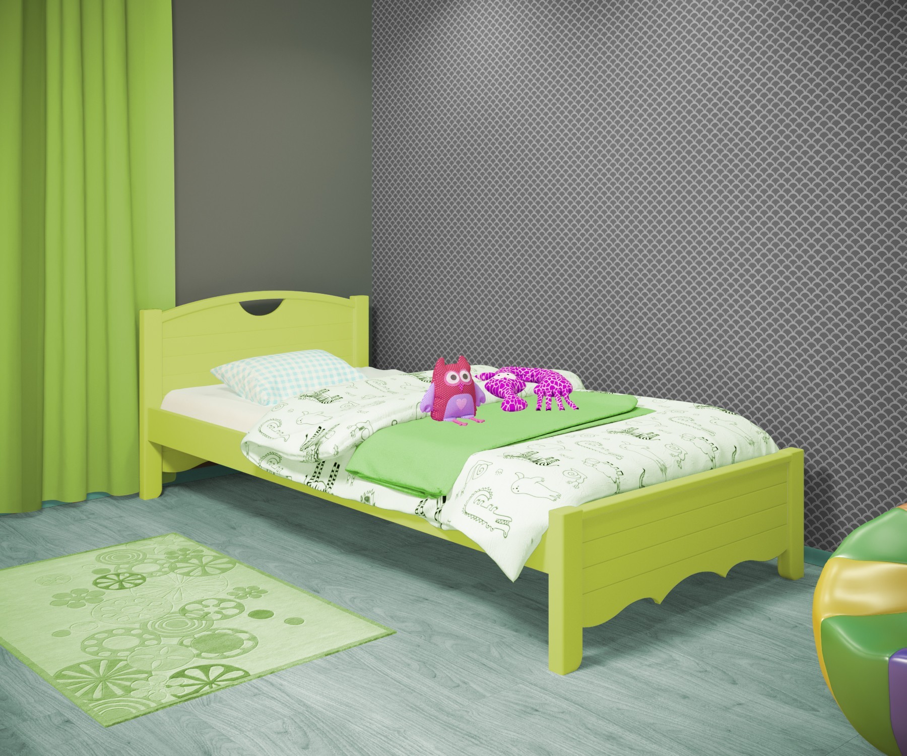 Кровать односпальная RainbowDream Дженни 70х140 см зеленый массив ольхи, без ящиков
Кровать односпальная RainbowDream Дженни 70х140 см зеленый массив ольхи, без ящиков