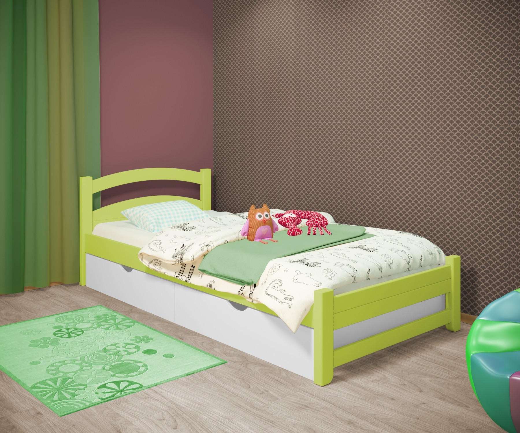 Кровать односпальная RainbowDream Милана 80х160 см зеленый массив ольхи, с ящиками
Кровать односпальная RainbowDream Милана 80х160 см зеленый массив ольхи, с ящиками