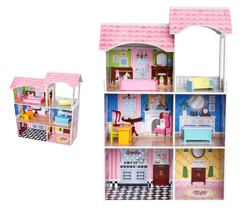 Дом для куклы игрушечный для девочек + мебель 3 этажа 6 комнат Lov Toys Розовый (2046)
Дом для куклы игрушечный для девочек + мебель 3 этажа 6 комнат Lov Toys Розовый (2046)