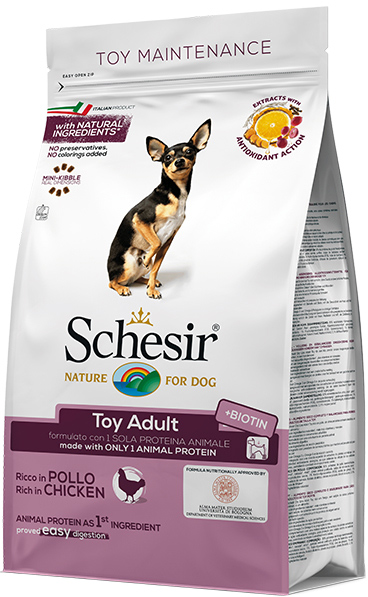 Сухой монопротеиновый корм Schesir Dog Toy Adult Chicken для взрослых собак мини пород с курицей 800 г
Сухой монопротеиновый корм Schesir Dog Toy Adult Chicken для взрослых собак мини пород с курицей 800 г