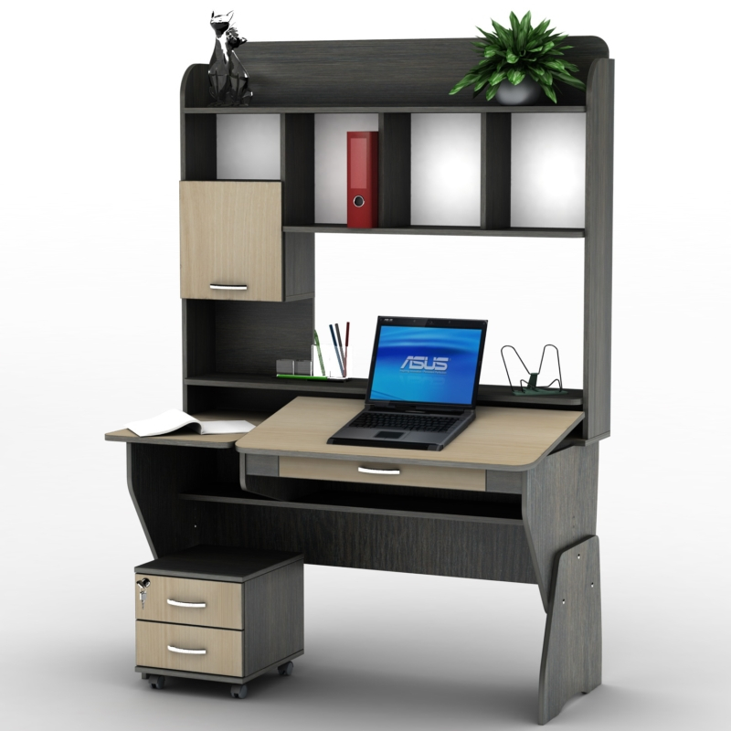 Стол компьютерный для кабинета, офиса, детской из ДСП Кромка ПВХ СУ-23 Универсал Тиса мебель Венге/Дуб молочный