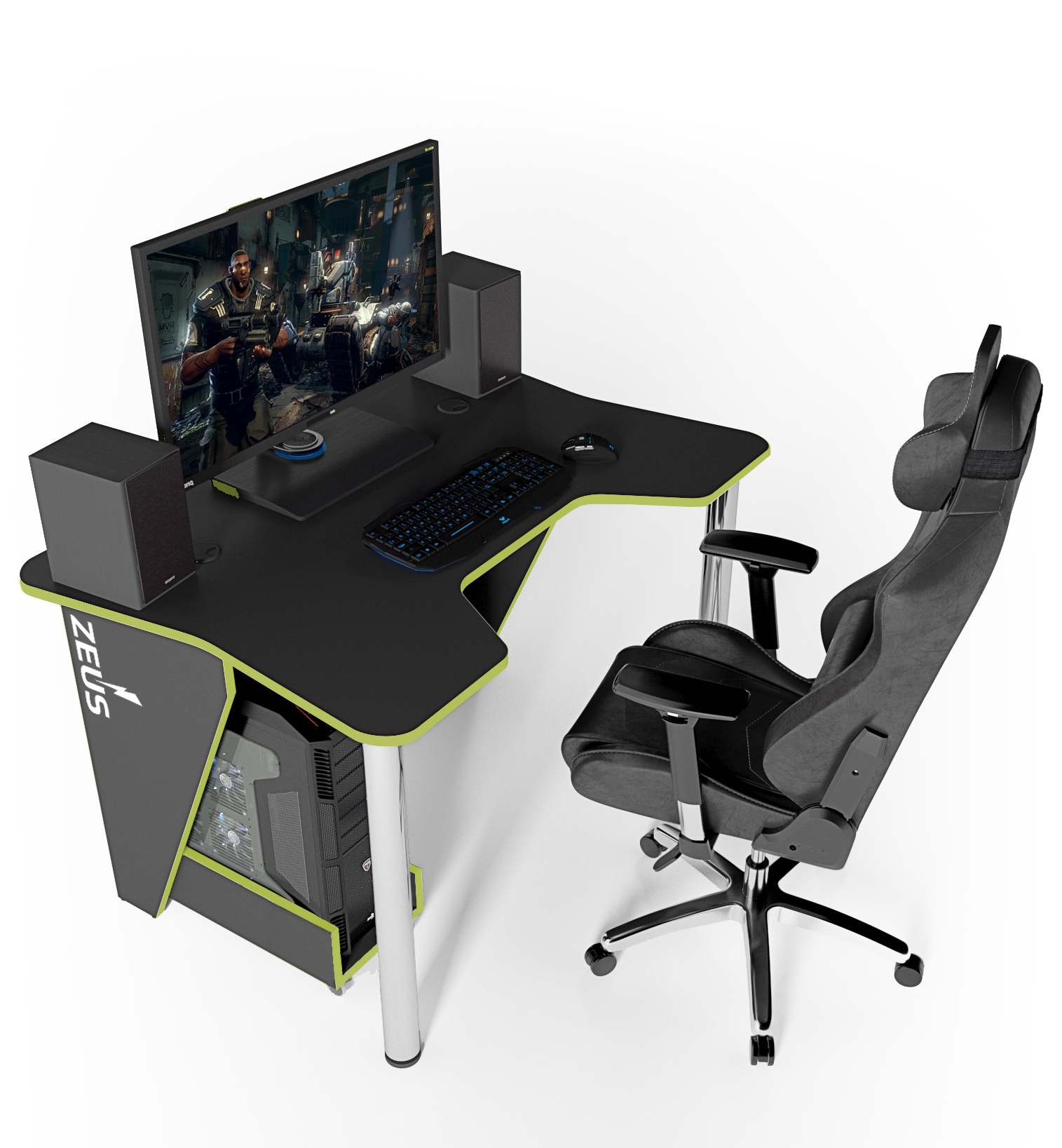 Геймерский игровой стол из ЛДСП Igrok-3L черный/зеленый Zeus цвет с LED подсветкой
Геймерский игровой стол из ЛДСП Igrok-3L черный/зеленый Zeus цвет с LED подсветкой