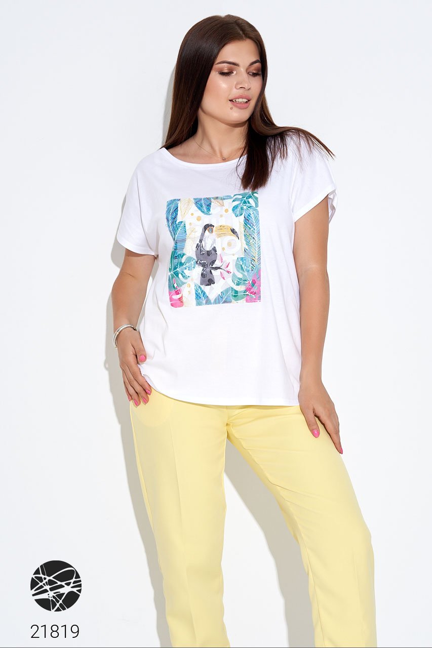 Свободная футболка с принтом Фасон 21819_UNI UNI 
Свободная футболка с принтом Фасон 21819_UNI UNI