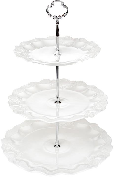 Блюдо фуршетная стойка White City Кружево 3 яруса, высота 37 см Bona BD-289-300 
Блюдо фуршетная стойка White City Кружево 3 яруса, высота 37 см Bona BD-289-300