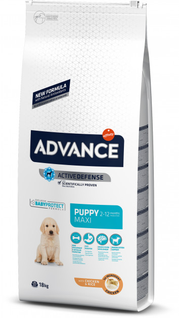 Сухой корм Advance Dog Maxi Puppy для щенков крупных пород с курицей и рисом 18 кг
Сухой корм Advance Dog Maxi Puppy для щенков крупных пород с курицей и рисом 18 кг