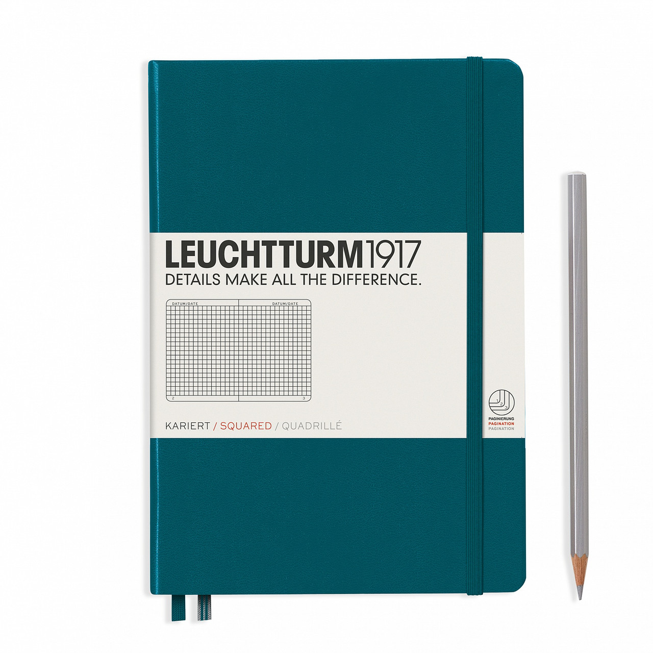 Блокнот Leuchtturm1917 Середній (14,5х21 см) Тихоокеанский зелений Клітинка (359693)
Блокнот Leuchtturm1917 Середній (14,5х21 см) Тихоокеанский зелений Клітинка (359693)