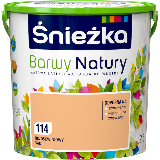 Матовая латексная краска для интерьеров Sniezka Barwy Natury 114Т Персиковый ПЕРСИКОВЫЙ САД 2.5л
Матовая латексная краска для интерьеров Sniezka Barwy Natury 114Т Персиковый ПЕРСИКОВЫЙ САД 2.5л