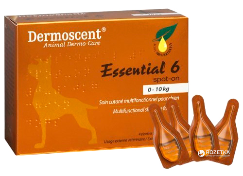 Средство по уходу за кожей и шерстью собак весом до 10 кг Dermoscent Essential-6 spot-on 4х0.6 мл
Средство по уходу за кожей и шерстью собак весом до 10 кг Dermoscent Essential-6 spot-on 4х0.6 мл