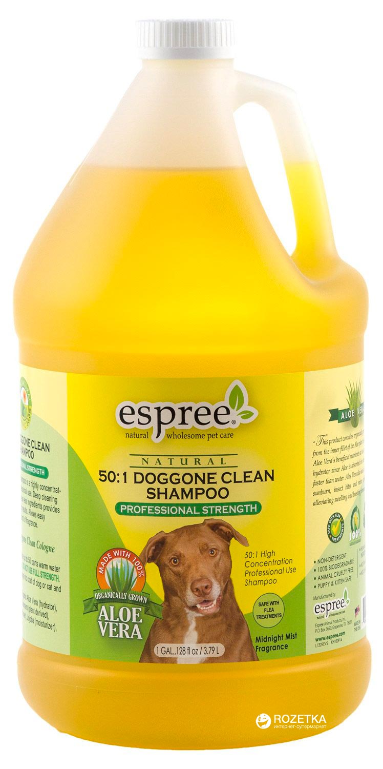 Шампунь Espree Doggone Clean Shampoo суперконцентрированный 1:50 для собак 3.79 л (e00355)
Шампунь Espree Doggone Clean Shampoo суперконцентрированный 1:50 для собак 3.79 л (e00355)