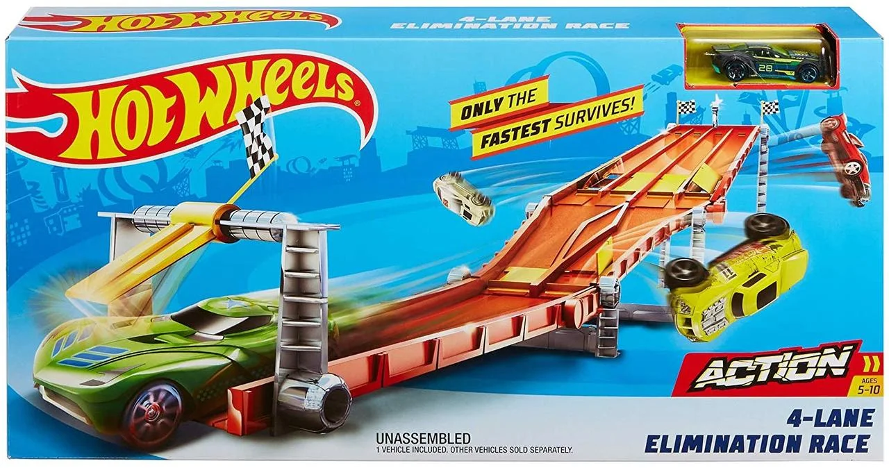 Детский Игровой Трек Хот Вилс Отборочная гонка 4 трассы с машинкой - Hot Wheels 4-Lane Elimination Race Trackset
Детский Игровой Трек Хот Вилс Отборочная гонка 4 трассы с машинкой - Hot Wheels 4-Lane Elimination Race Trackset