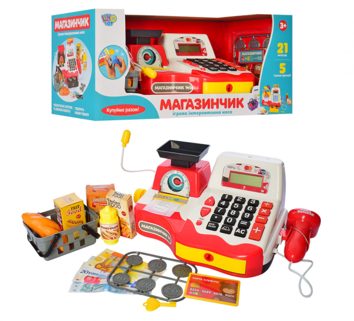 Детский игровой кассовый аппарат Магазинчик Limo Toy 7162-1 RU микрофон, весы, калькулятор/сканер-30 см красный
Детский игровой кассовый аппарат Магазинчик Limo Toy 7162-1 RU микрофон, весы, калькулятор/сканер-30 см красный