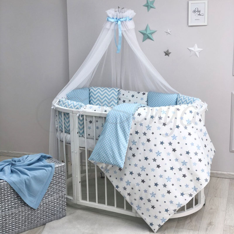 Постельный комплект в детскую кроватку без балдахина (6 пр.) Baby Design Stars серо-голубой
Постельный комплект в детскую кроватку без балдахина (6 пр.) Baby Design Stars серо-голубой