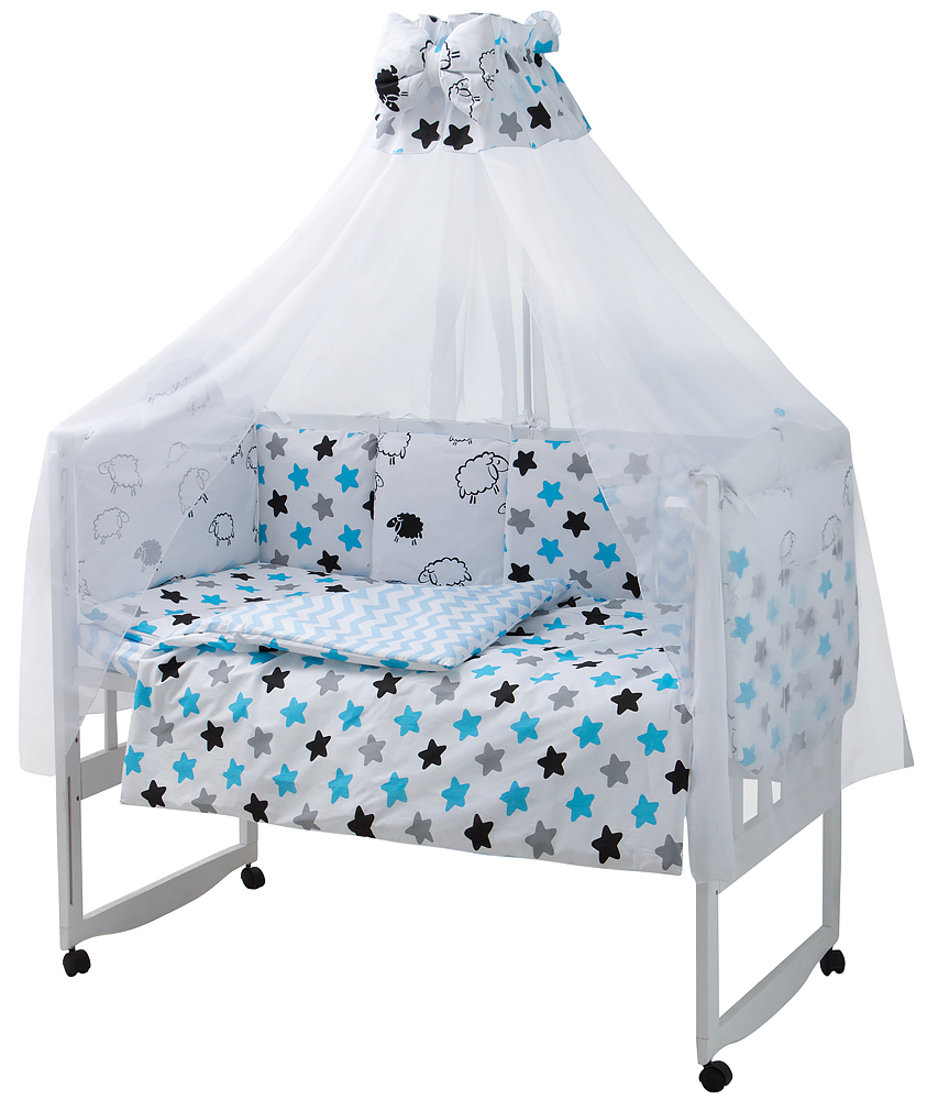 Детская постель Babyroom Classic Bortiki-01 (8 элементов) белый (барашки, звездочки). 33393
Детская постель Babyroom Classic Bortiki-01 (8 элементов) белый (барашки, звездочки). 33393