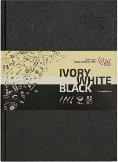 Блокнот Rosa Studio A5 14.8 х 21 см 80 г/м2 96 листов Слоновая кость черная и белая бумага (4823098511403) (16R5010)
Блокнот Rosa Studio A5 14.8 х 21 см 80 г/м2 96 листов Слоновая кость черная и белая бумага (4823098511403) (16R5010)