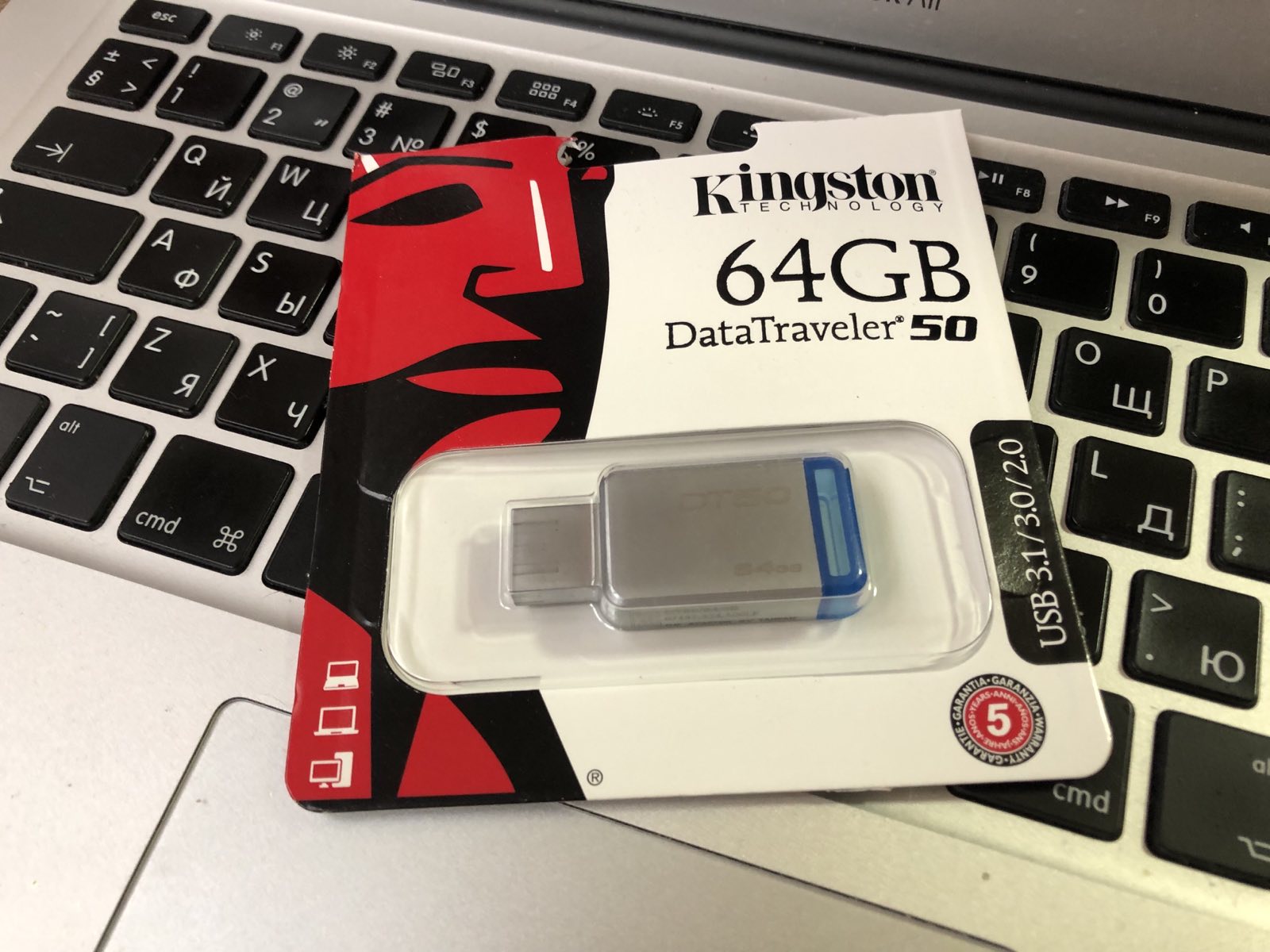 Флеш память USB Kingston DataTraveler 50 64GB Blue (DT50/64GB) – отзывы  покупателей | ROZETKA