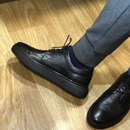 Мужские брогированные кеды Legessy STANLEY Black 45 Черная кожа