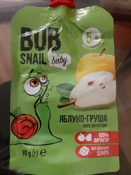 Упаковка фруктового пюре Bob Snail Яблоко-груша 90 г х 10 шт (4820219343110) фото от покупателей 1