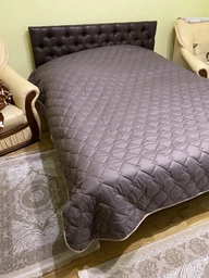 Покривало на ліжко Стиль Cube 210х240 см IDEIA двосторонне, міцна стібка тканини, антиалергенне волокно шоколад/беж фото від покупців 19