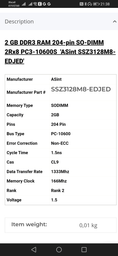 Оперативная память A-Tech 4GB DDR3-1333 (PC3-10600) SODIMM 2Rx8 (AT4G1D3S1333ND8N15V) фото от покупателей 16