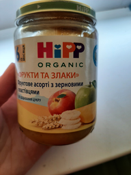 Упаковка пюре HiPP органічного фруктове асорті з зерновими пластівцями Фрукти і злаки з 6 місяців 190 г х 6 шт (9062300437789)