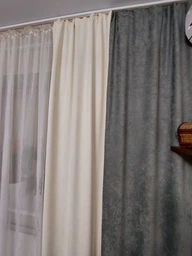 Комплект Штор Декорін Мікровелюр Дабл 150x270 см 2 шт Сіро-бежевий з Темно-сірим