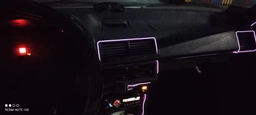 Гнучкий холодний неон з кантом, підсвітка салону авто фіолетовий/purple 5м з блоком 12в