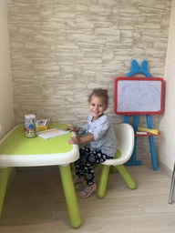 Стілець зі спинкою Kid 33х33х50сm блакитно-сірий фото від покупців 8