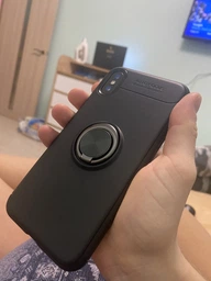 Чехол TPU Ring для Iphone X бампер с кольцом противоударный Black-Blue фото от покупателей 1