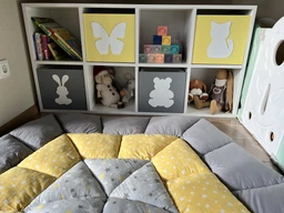 Стелаж для іграшок Scandic Kid 4 ящики 8 осередків Колір бірюзовий і сірий