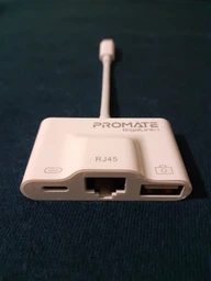 Адаптер Promate GigaLink-i Lightning/USB 3.0 OTG+Ethernet Rj-45+Lightning-in White (gigalink-i.white)
