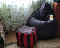 Пуф Кубик Полосатий Оксфорд розмір Стандарт+ Студія Комфорту Сірий + Жовтий фото від покупців 18