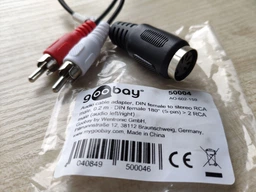 Кабель аудіо-адаптер Goobay DIN 5pin-RCAx2 F/M 0.2m 5pin Left/Right Y-form Gold чорний(75.05.0004)