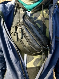 Сумка на пояс бананка мужская из натуральной кожи Laras k100045bl Черная (ROZ6400178108) фото от покупателей 3