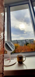 Дзеркало з лед підсвіткою LED для макіяжу з підставкою у ванну кімнату настільне косметичне сенсорне на USB 3 режими підсвічування фото від покупців 14