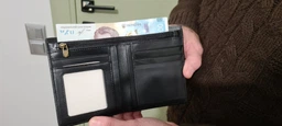 Шкіряний гаманець чоловічий з натуральної шкіри портмоне подвійного складання для прав і карт, вертикальний, чорний 57751 фото від покупців 1