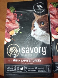 Сухой корм для кошек с чувствительным пищеварением Savory со свежим мясом ягненка и индейки 8 кг (4820232630099)