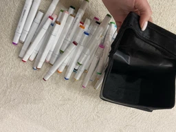 Набір двосторонніх спиртових маркерів для малювання Touch Smooth 30 шт + Органайзер для маркерів та канцелярії блакитний