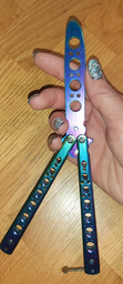 Нож трюковой цветной (градиент) тренировочный не острый для трюков детский фото от покупателей 14