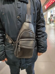 Сумка слинг через плечо мужская из натуральной кожи Laras K101037 Black (ROZ6300004234) фото от покупателей 6