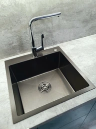 Мийка з нержавіючої сталі AquaMill PVD (KRP) 5050 BLACK + решітка
