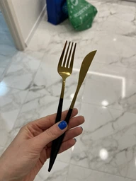 Набір Столових предметів Kitchen на 1 персону Синій / Золотистий фото від покупців 5