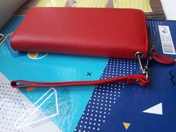Жіночий клатч-гаманець ST Leather з натуральної шкіри зелений великий вертикальний на блискавці з ремінцем 9х18 5 см 56509 фото від покупців 3