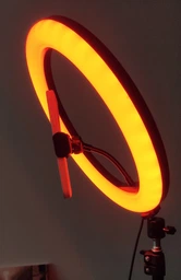 Профессиональная цветная светодиодная LED RGB кольцевая лампа MJ33 Набор блогера кольцевой студийный свет для селфи предметной сьемки для фото и видео со штативом и блютуз пультом 33см