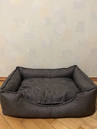 Ліжко для собак лежак лежанка для собак та котів спальне місце для тварин знімний чохол з бортами 50×40×18 см Huge and Tiny Сірий меблева тканина фото від покупців 2