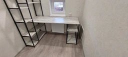Стіл комп'ютерний письмовий з металевим каркасом в стилі Лофт (Loft) DrevoGoods з полицею під системний блок посилений, прямий, робочий для дому та офісу 1600х1800х900мм; метал: Чорний; дерево: Білий + стелаж (779|56) фото від покупців 5